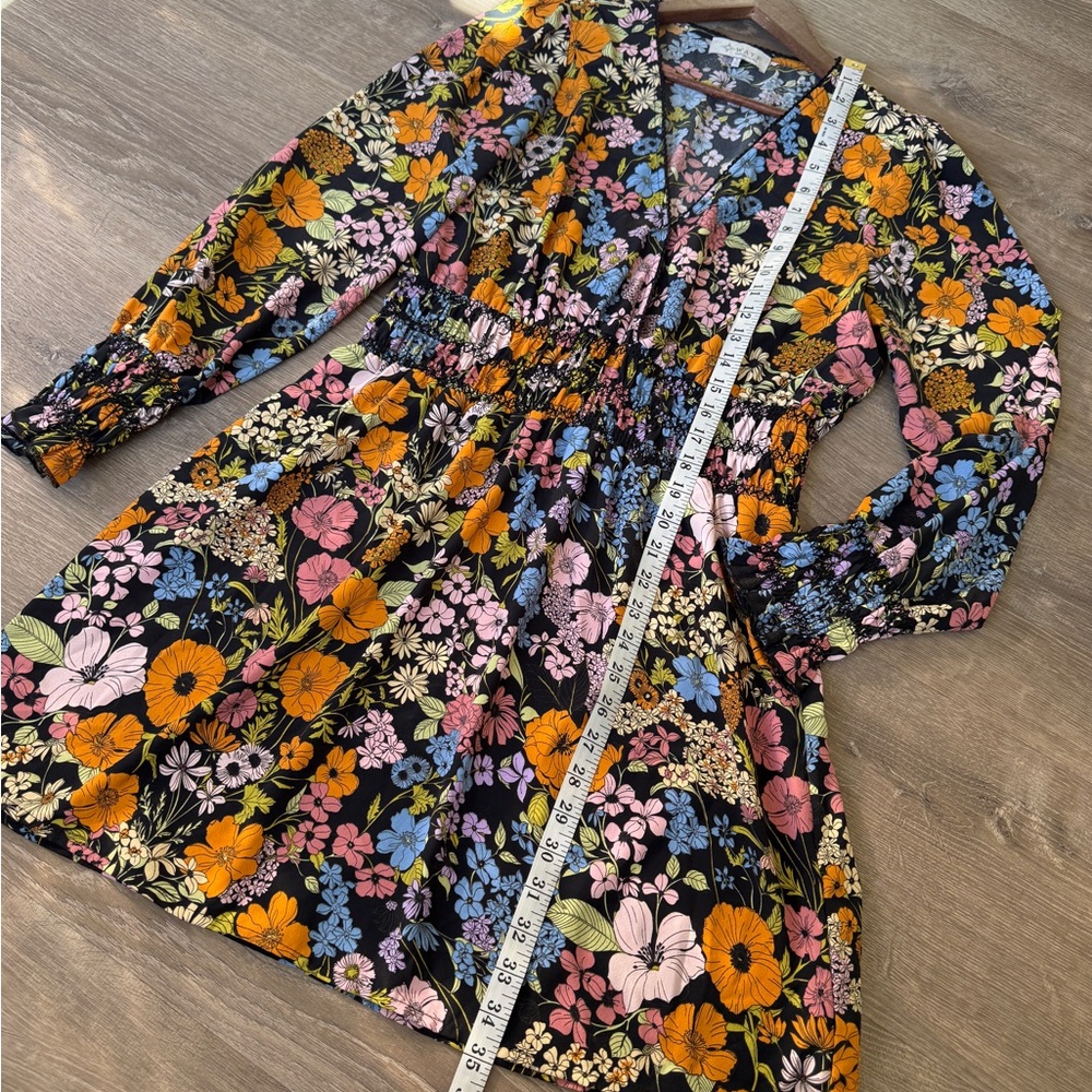 Wayf Multicolor Floral Smocked Mini Dress-Size L - Picture 5 of 8